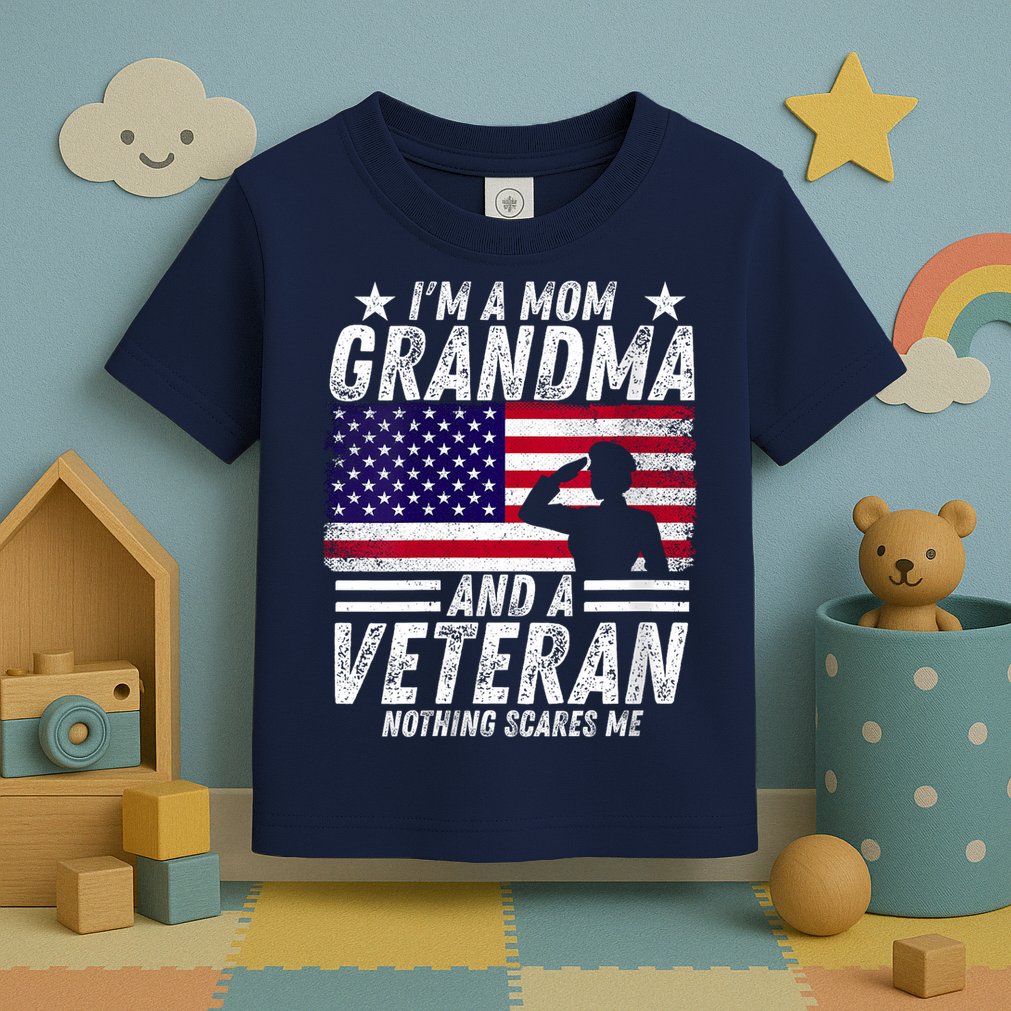  Veteran Grandma I'm a Mom Grandma and A Veteran Patriotic V-Neck Toddler T-Shirt