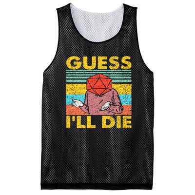 Vintage Guess I'll Die Dungeon Funny Nerdy Gamer D20 Mesh Reversible Basketball Jersey Tank