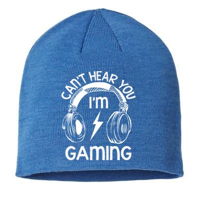 Vintage Gamer Idea Can't Hear You I'm Gaming Gift Sustainable Beanie