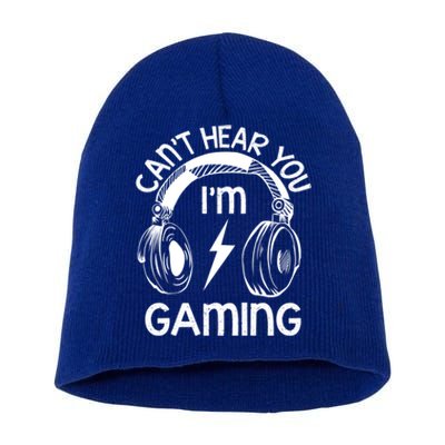 Vintage Gamer Idea Can't Hear You I'm Gaming Gift Short Acrylic Beanie