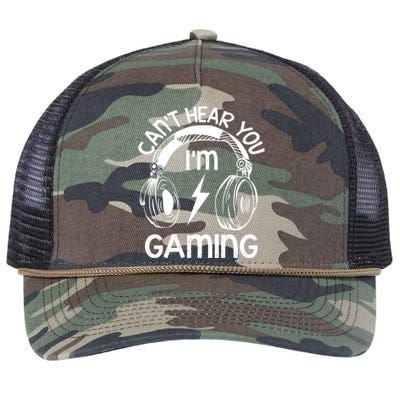 Vintage Gamer Idea Can't Hear You I'm Gaming Gift Retro Rope Trucker Hat Cap