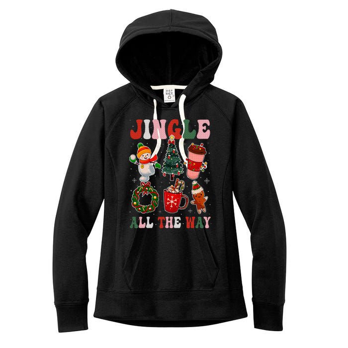 Vintage Groovy Jingle All The Way Christmas Family Pajama Women's Fleece Hoodie