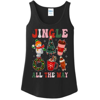 Vintage Groovy Jingle All The Way Christmas Family Pajama Ladies Essential Tank