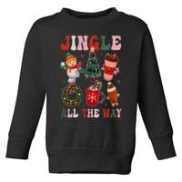 Vintage Groovy Jingle All The Way Christmas Family Pajama Toddler Sweatshirt