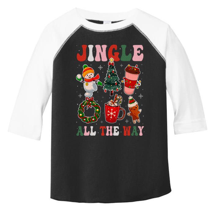 Vintage Groovy Jingle All The Way Christmas Family Pajama Toddler Fine Jersey T-Shirt