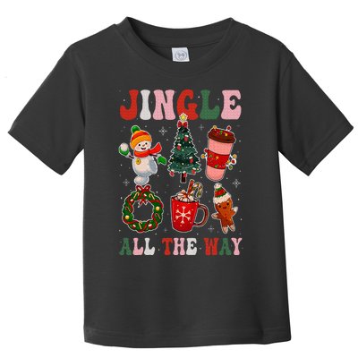 Vintage Groovy Jingle All The Way Christmas Family Pajama Toddler T-Shirt