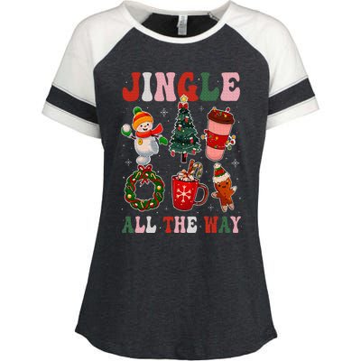 Vintage Groovy Jingle All The Way Christmas Family Pajama Enza Ladies Jersey Colorblock Tee