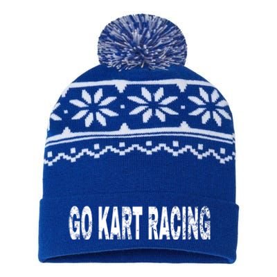 Vintage Go Kart Racing White Text Hobby Gift USA-Made Snowflake Beanie