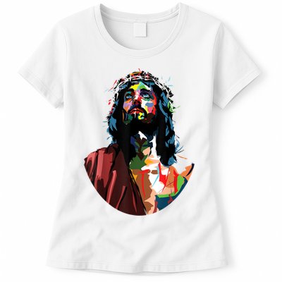 Vintage Got King Jesus Christ Sweet Face Image Womens T-Shirt