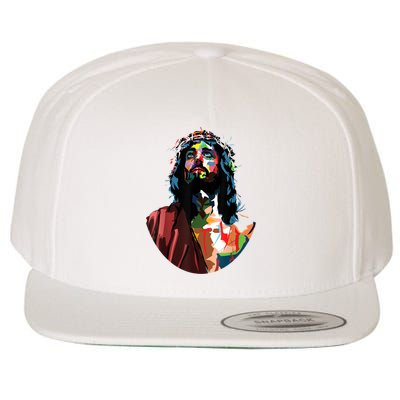 Vintage Got King Jesus Christ Sweet Face Image Wool Snapback Cap