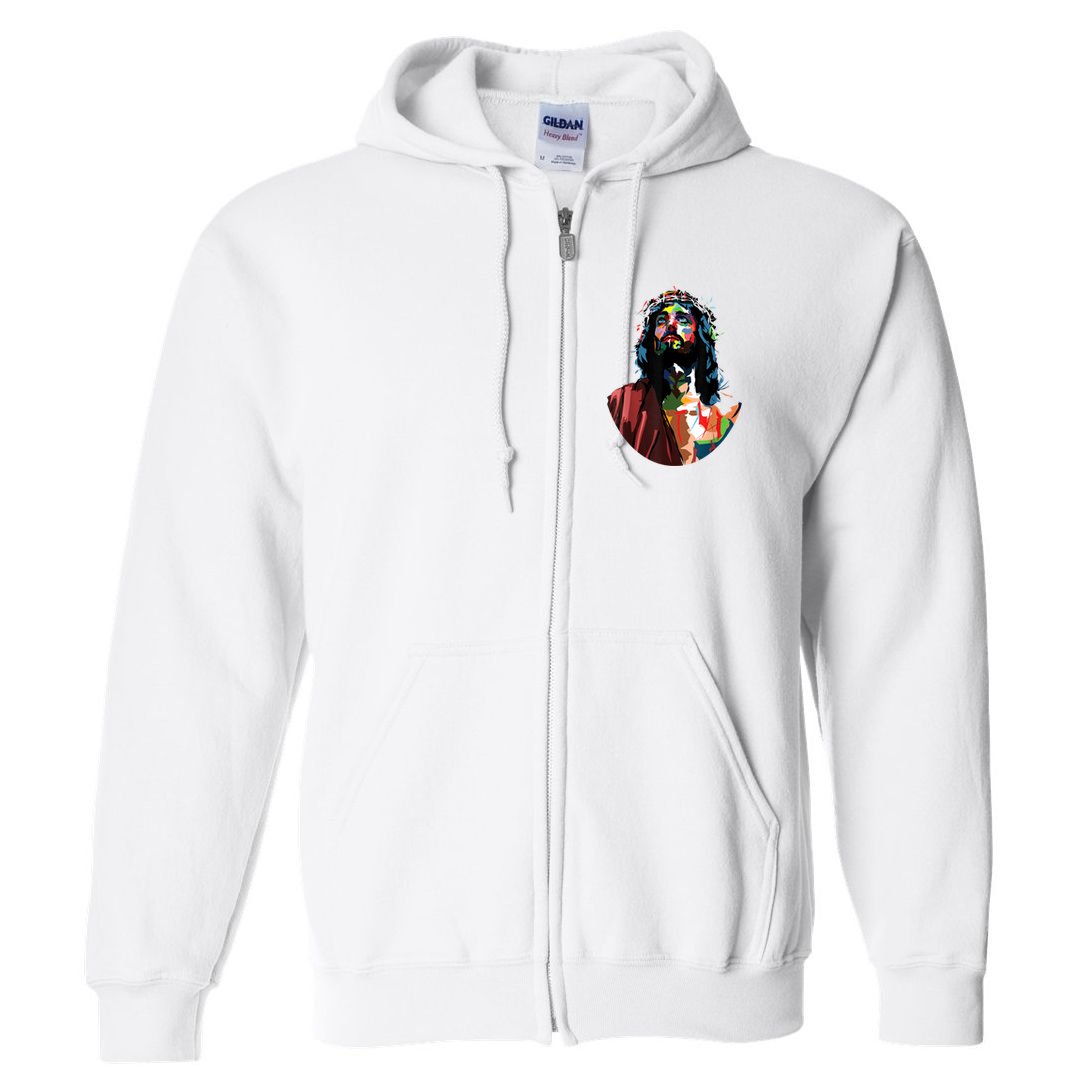 Vintage Got King Jesus Christ Sweet Face Image Full Zip Hoodie