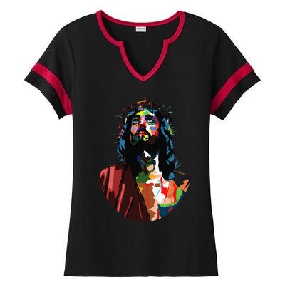 Vintage Got King Jesus Christ Sweet Face Image Ladies Halftime Notch Neck Tee