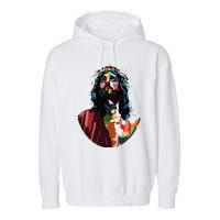 Vintage Got King Jesus Christ Sweet Face Image Garment-Dyed Fleece Hoodie