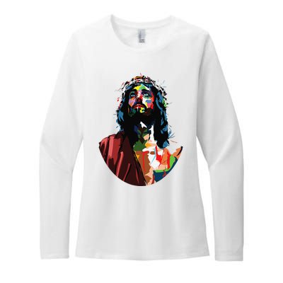 Vintage Got King Jesus Christ Sweet Face Image Womens CVC Long Sleeve Shirt