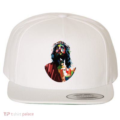 Vintage Got King Jesus Christ Sweet Face Image Wool Snapback Cap