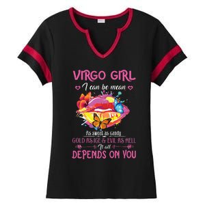 Virgo Girl Lips August September Queen Cool Birthday Zodiac Ladies Halftime Notch Neck Tee