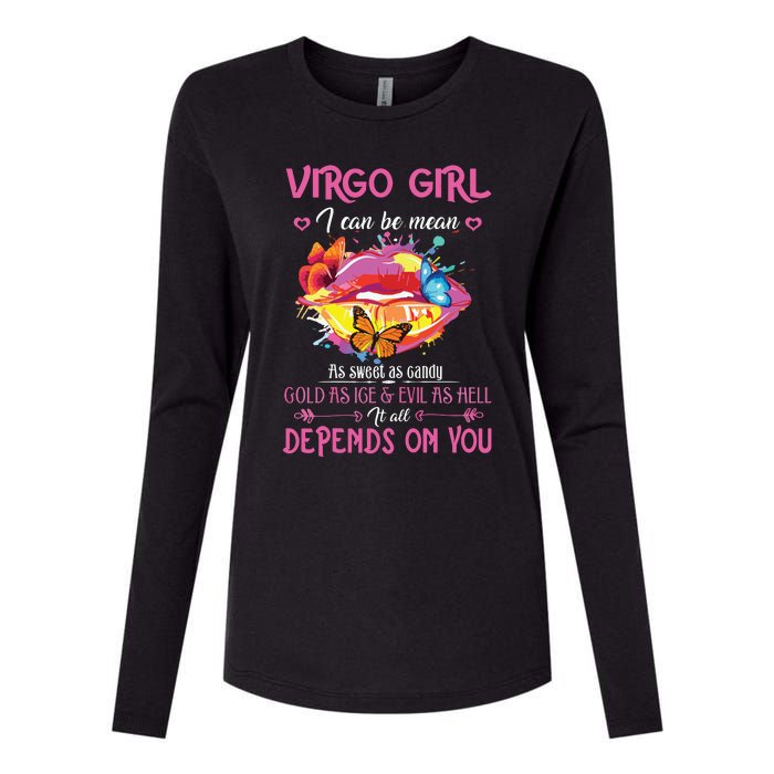 Virgo Girl Lips August September Queen Cool Birthday Zodiac Womens Cotton Relaxed Long Sleeve T-Shirt