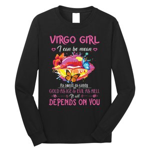 Virgo Girl Lips August September Queen Cool Birthday Zodiac Long Sleeve Shirt