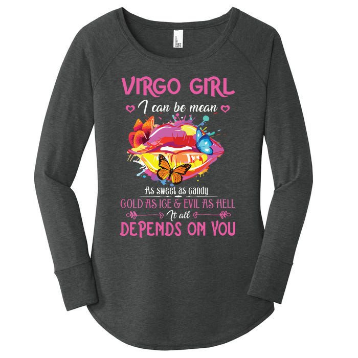 Virgo Girl Lips August September Queen Cool Birthday Zodiac Women's Perfect Tri Tunic Long Sleeve Shirt