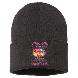 Virgo Girl Lips August September Queen Cool Birthday Zodiac Sustainable Knit Beanie