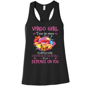 Virgo Girl Lips August September Queen Cool Birthday Zodiac Women's Racerback Tank