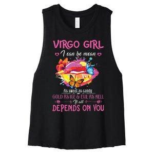 Virgo Girl Lips August September Queen Cool Birthday Zodiac Women's Racerback Cropped Tank