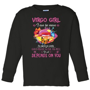 Virgo Girl Lips August September Queen Cool Birthday Zodiac Toddler Long Sleeve Shirt