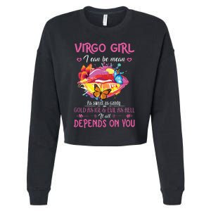 Virgo Girl Lips August September Queen Cool Birthday Zodiac Cropped Pullover Crew