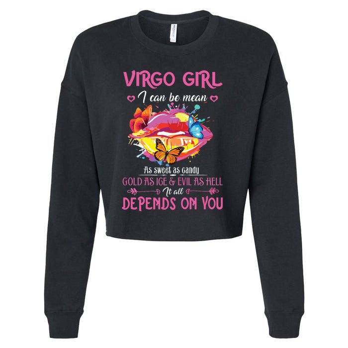 Virgo Girl Lips August September Queen Cool Birthday Zodiac Cropped Pullover Crew