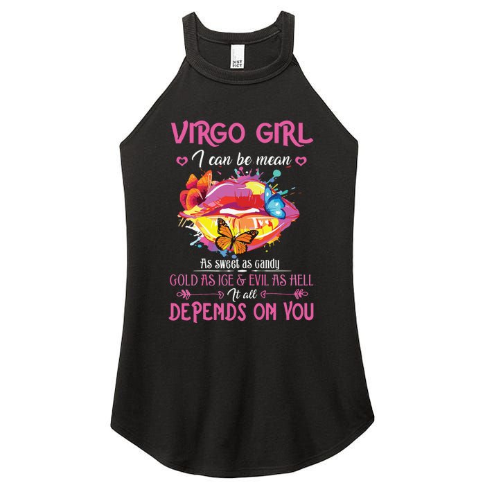 Virgo Girl Lips August September Queen Cool Birthday Zodiac Women's Perfect Tri Rocker Tank