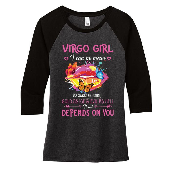 Virgo Girl Lips August September Queen Cool Birthday Zodiac Women's Tri-Blend 3/4-Sleeve Raglan Shirt