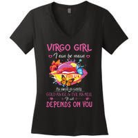 Virgo Girl Lips August September Queen Cool Birthday Zodiac Women's V-Neck T-Shirt