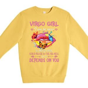 Virgo Girl Lips August September Queen Cool Birthday Zodiac Premium Crewneck Sweatshirt