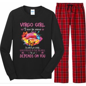 Virgo Girl Lips August September Queen Cool Birthday Zodiac Long Sleeve Pajama Set