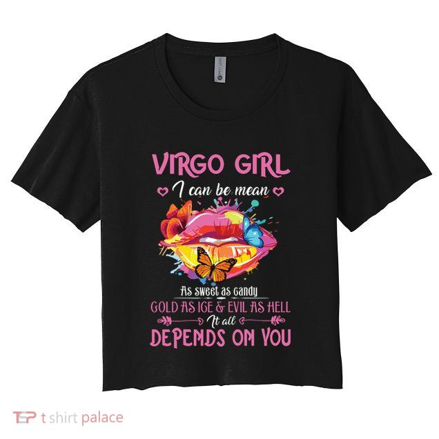 Virgo Girl Lips August September Queen Cool Birthday Zodiac Crop Top