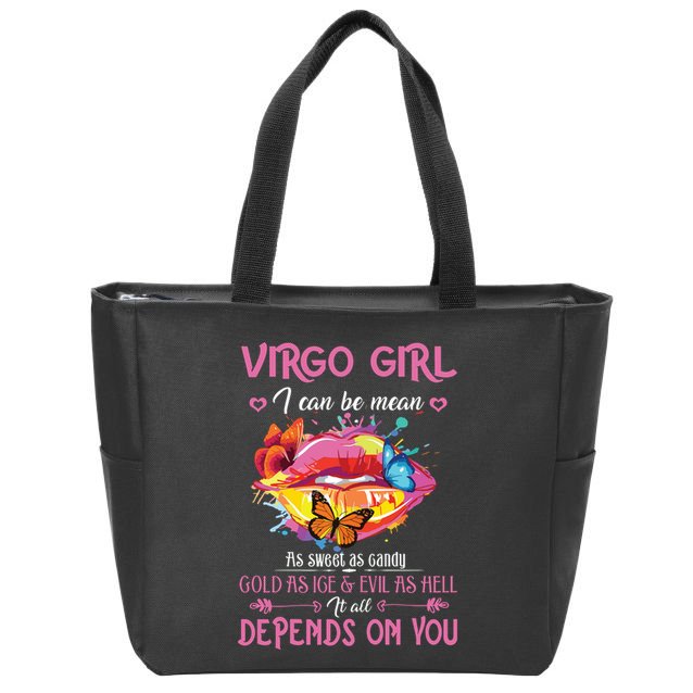 Virgo Girl Lips August September Queen Cool Birthday Zodiac Zip Tote Bag
