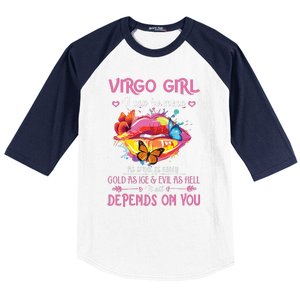 Virgo Girl Lips August September Queen Cool Birthday Zodiac Baseball Sleeve Shirt