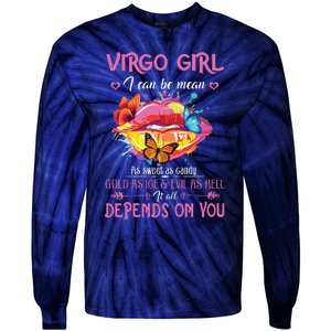 Virgo Girl Lips August September Queen Cool Birthday Zodiac Tie-Dye Long Sleeve Shirt