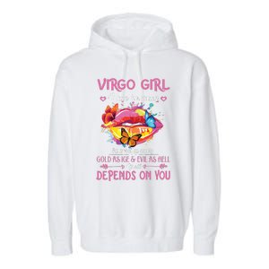 Virgo Girl Lips August September Queen Cool Birthday Zodiac Garment-Dyed Fleece Hoodie