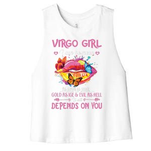 Virgo Girl Lips August September Queen Cool Birthday Zodiac Women's Racerback Cropped Tank