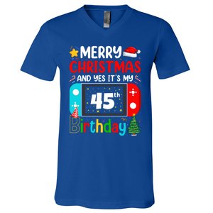 Video Game Lover Merry Christmas Yes ItS My 45th Birthday Gift V-Neck T-Shirt