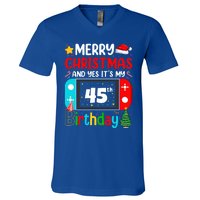 Video Game Lover Merry Christmas Yes ItS My 45th Birthday Gift V-Neck T-Shirt