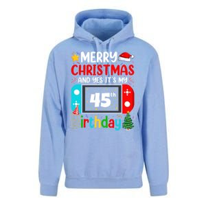 Video Game Lover Merry Christmas Yes ItS My 45th Birthday Gift Unisex Surf Hoodie