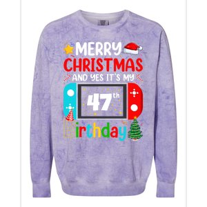 Video Game Lover Merry Christmas Yes ItS My 47th Birthday Gift Colorblast Crewneck Sweatshirt