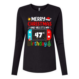 Video Game Lover Merry Christmas Yes ItS My 47th Birthday Gift Womens Cotton Relaxed Long Sleeve T-Shirt