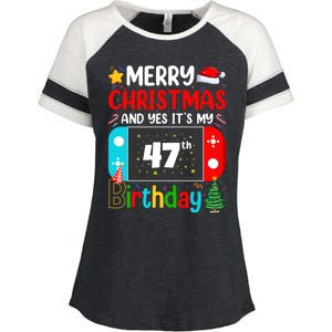 Video Game Lover Merry Christmas Yes ItS My 47th Birthday Gift Enza Ladies Jersey Colorblock Tee