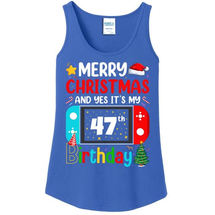 Video Game Lover Merry Christmas Yes ItS My 47th Birthday Gift Ladies Essential Tank