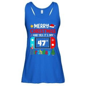 Video Game Lover Merry Christmas Yes ItS My 47th Birthday Gift Ladies Essential Flowy Tank