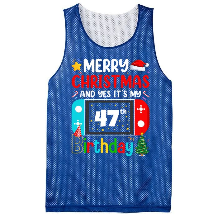 Video Game Lover Merry Christmas Yes ItS My 47th Birthday Gift Mesh Reversible Basketball Jersey Tank