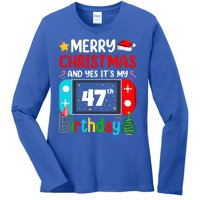 Video Game Lover Merry Christmas Yes ItS My 47th Birthday Gift Ladies Long Sleeve Shirt